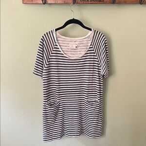 Rag & Bone Knit Navy and White Striped Tunic with Pockets